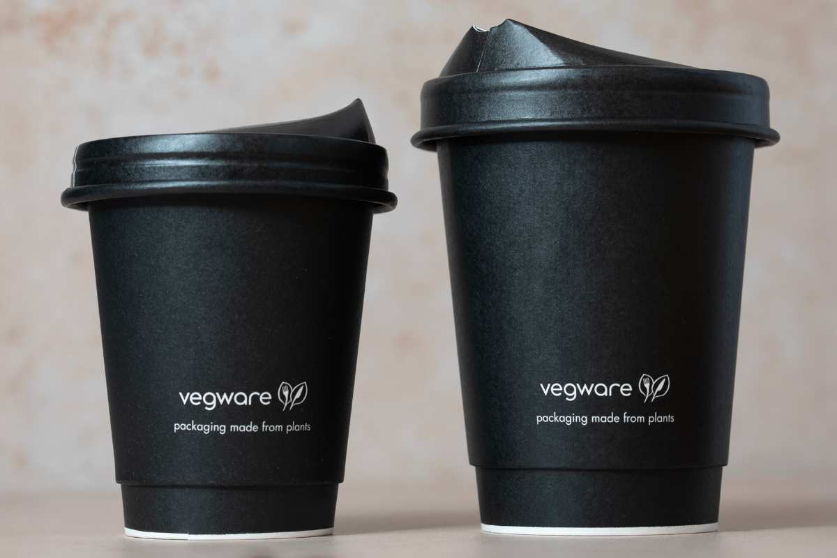 vegware Black Paper hot cup lid